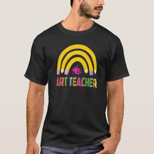 Kunstlehrer Zurück zur Schule Regenbogen Leopard L T-Shirt