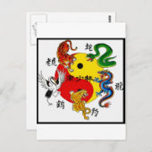 KÜNSTLER 5 TIERE POSTKARTE (Vorne/Hinten)