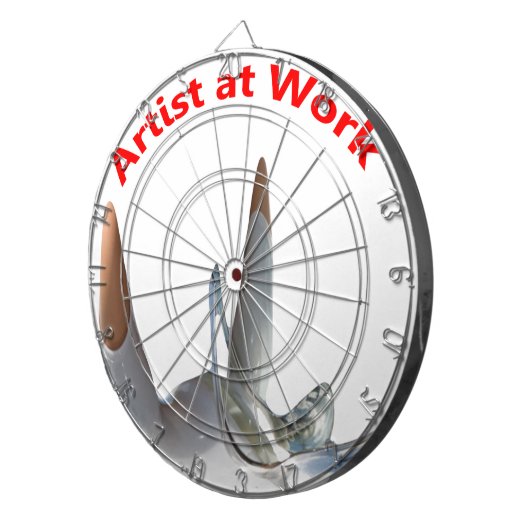 Künstler am Arbeitsplatz Dartscheibe (Vorderseite rechts)