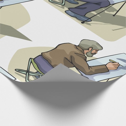 Künstler am Arbeitsplatz Geschenkpapier