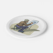 Künstler am Arbeitsplatz Pappteller (Schrägansicht)