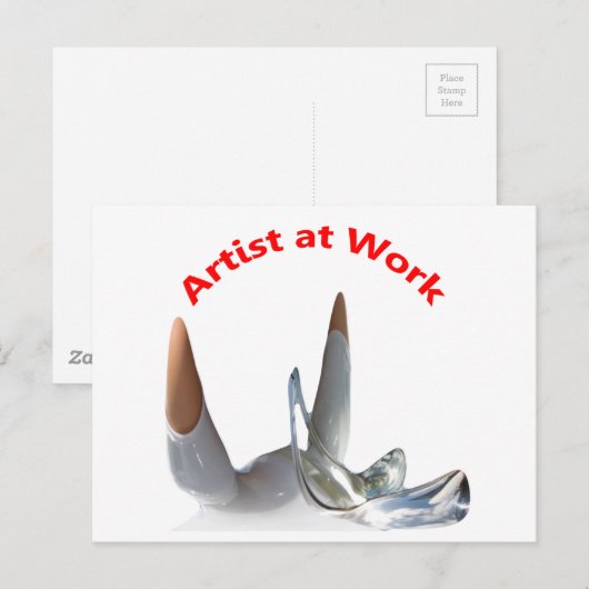 Künstler am Arbeitsplatz Postkarte (Vorne/Hinten)