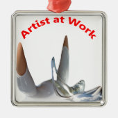 Künstler am Arbeitsplatz Silbernes Ornament (Vorne)