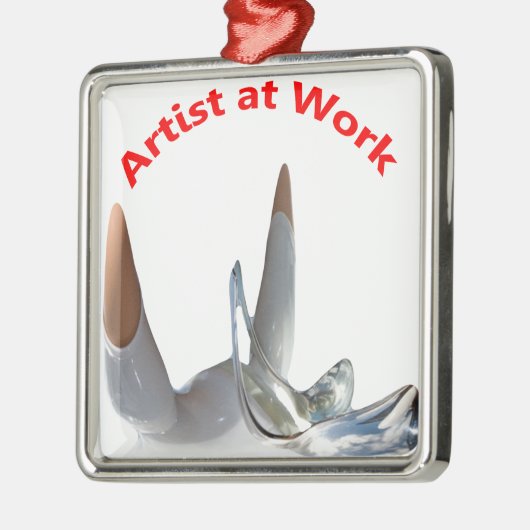 Künstler am Arbeitsplatz Silbernes Ornament (Links)