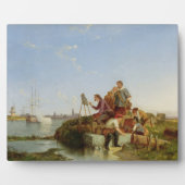 Künstler an seinem Easel und Shipping jenseits, 18 Fotoplatte (Vorderseite)
