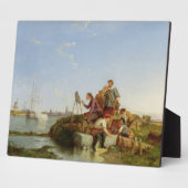 Künstler an seinem Easel und Shipping jenseits, 18 Fotoplatte (Seite)