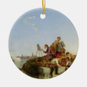 Künstler an seinem Gestell und an Verschiffen Keramik Ornament