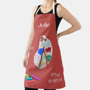 Künstler bei der Arbeit mit Palette und Farben Schürze