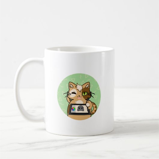 Künstler bei der Arbeit – niedliches Katzendesign Kaffeetasse (Links)