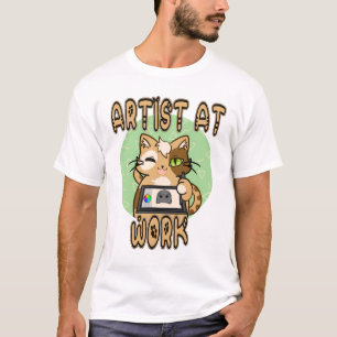 Künstler bei der Arbeit – niedliches Katzendesign T-Shirt