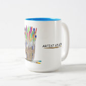 Künstler bei der Arbeitsgruppe Pinselpinsel mit Fa Zweifarbige Tasse (VorderseiteRechts)