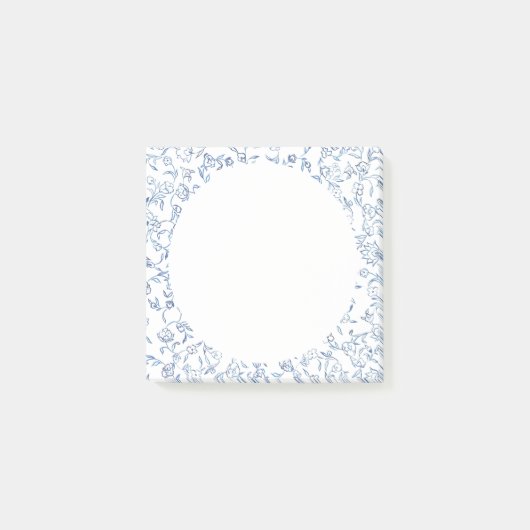 Künstler blau winziges Spalier Blumen Post-it Klebezettel (Vorderseite)