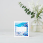 Künstler-blaue Quadratische Visitenkarte (Stehend Vorderseite)