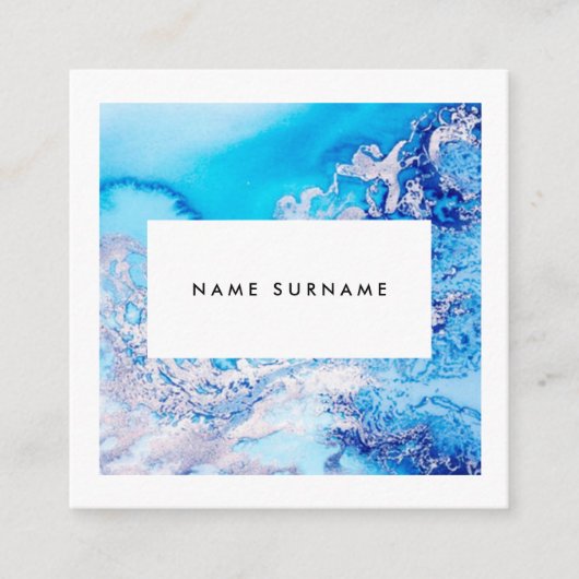 Künstler-blaue Quadratische Visitenkarte (Vorderseite)