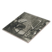 Künstler, der ein Porträt über einem Gitter für Fliese (Seite)