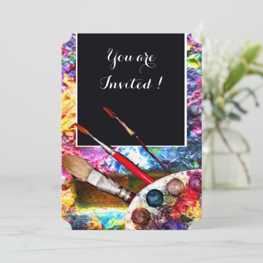 KÜNSTLER FARBPALETTE ART SHOW GALLERY AUSSTELLUNG EINLADUNG (Stehend Vorderseite)