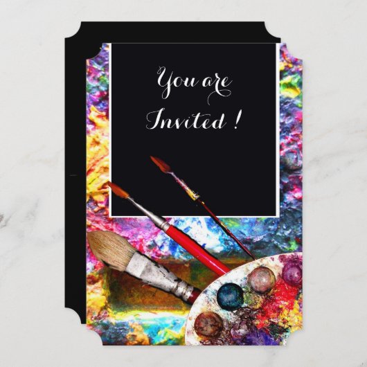 KÜNSTLER FARBPALETTE ART SHOW GALLERY AUSSTELLUNG EINLADUNG (Vorne/Hinten)