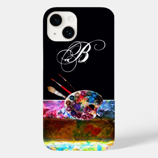 KÜNSTLER FARBPALETTE UND BRUSHER MONOGRAMM Black Case-Mate iPhone Hülle (Rückseite)