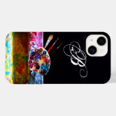 KÜNSTLER FARBPALETTE UND BRUSHER MONOGRAMM Black Case-Mate iPhone Hülle (Rückseite (Horizontal))