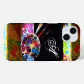 KÜNSTLER FARBPALETTE UND BRUSHER MONOGRAMM Black Case-Mate iPhone Hülle (Rückseite (Horizontal))