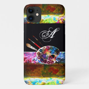 KÜNSTLER FARBPALETTE UND BRUSHER MONOGRAMM Black Case-Mate iPhone Hülle