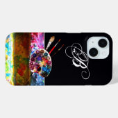 KÜNSTLER FARBPALETTE UND BRUSHER MONOGRAMM Black Case-Mate iPhone Hülle (Rückseite (Horizontal))