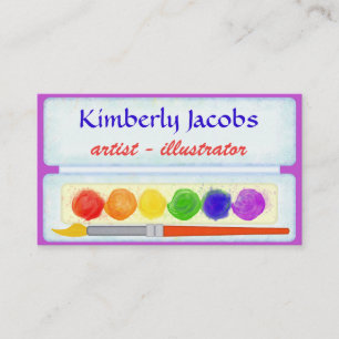 Künstler Illustrator Malpalette Farbe Pinsel Visitenkarte