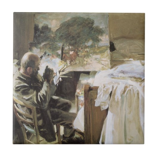 Künstler in Seinem Studio von John Singer Sargent Fliese (Vorderseite)