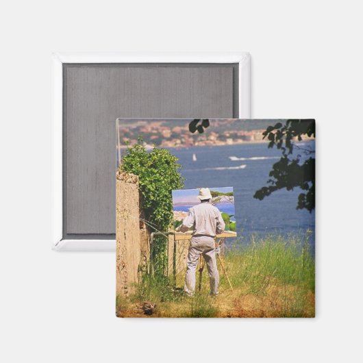 Künstler in St. Tropez Magnet (Vorderseite/Rückseite)