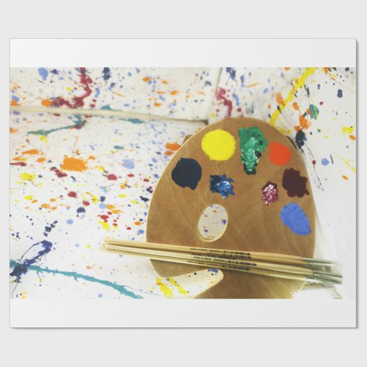 Künstler malen Spritzer und Farbpalette Geschenkpapier (Flach)