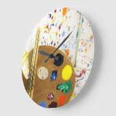 Künstler malen Spritzer und Farbpalette Große Wanduhr (Winkel)