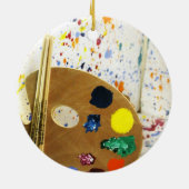 Künstler malen Spritzer und Farbpalette Keramikornament (Hinten)