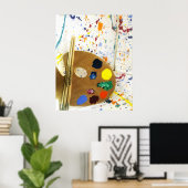 Künstler malen Spritzer und Farbpalette Poster (Heimbüro)