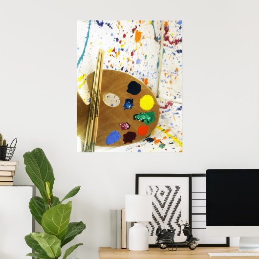 Künstler malen Spritzer und Farbpalette Poster (Heimbüro)