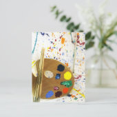 Künstler malen Spritzer und Farbpalette Postkarte (Stehend Vorderseite)