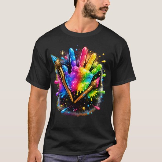Künstler Maler Farbige Malerei T-Shirt (Vorderseite)