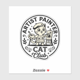 Künstler Maler Katze Lustige Katze Grafik - Künstl Aufkleber