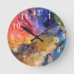 Künstler Malerpalette Farbige Farbe Runde Wanduhr
