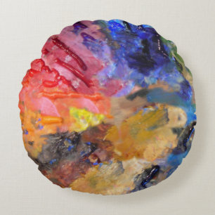 Künstler Malerpalette Farbige Farbe Rundes Kissen