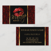 Künstler mit Leopard-Muster / Rote Lippen Terminkarte (Vorne/Hinten)