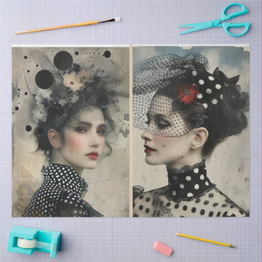 Künstler Mixed Media Schwarz-weiß Elfenbeinküste Seidenpapier (Basteln)