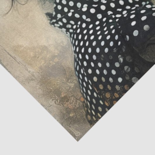 Künstler Mixed Media Schwarz-weiß Elfenbeinküste Seidenpapier (Ausschnitt)