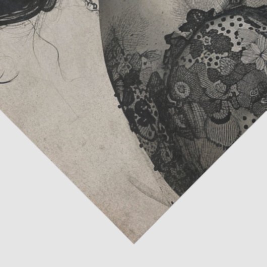 Künstler Mixed Media Schwarz-weiß Elfenbeinküste Seidenpapier (Ausschnitt)