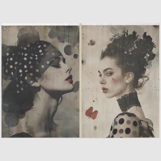 Künstler Mixed Media Schwarz-weiß Elfenbeinküste Seidenpapier (Vorderseite)