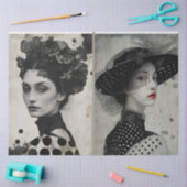 Künstler Mixed Media Schwarz-weiße große Gesichter Seidenpapier (Basteln)