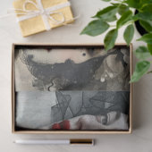 Künstler Mixed Media Schwarz-weiße große Gesichter Seidenpapier (Geschenk)