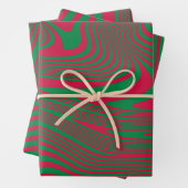 Künstler Op-Art Red Green Weihnachtsstreifen Muste Geschenkpapier Set (Beispiel)