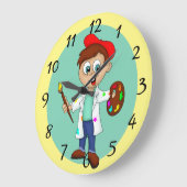 Künstler, Palette und Pinsel Große Wanduhr (Winkel)