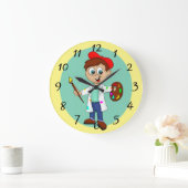 Künstler, Palette und Pinsel Große Wanduhr (Zuhause)