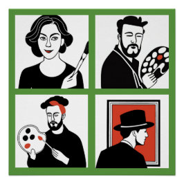 Künstler Quartett Glossy Poster